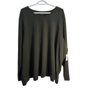 NWT | Olive Green Long Sleeve Crewneck Tunic Top Relaxed Fit | 5XL